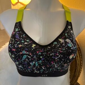 VSX Women's Multicolor Splatter Sports Bra - Black and Yellow